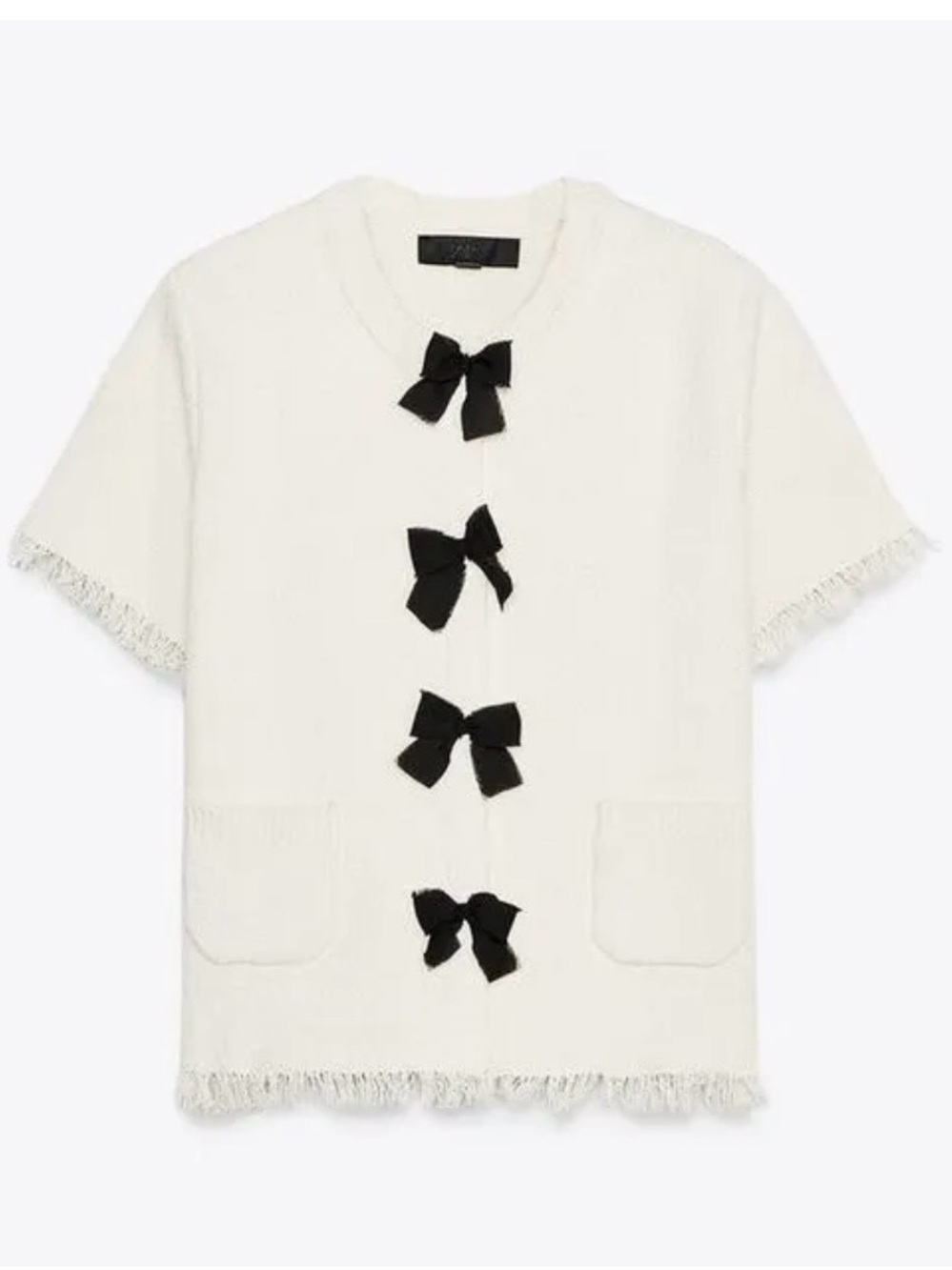 Zara Size Small Cream Sweater Jacket Short Sleeve